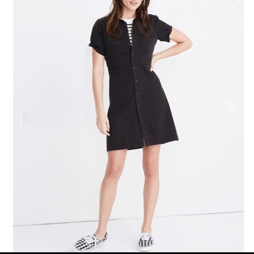 Madewell Black Button-down Denim Dress XXS